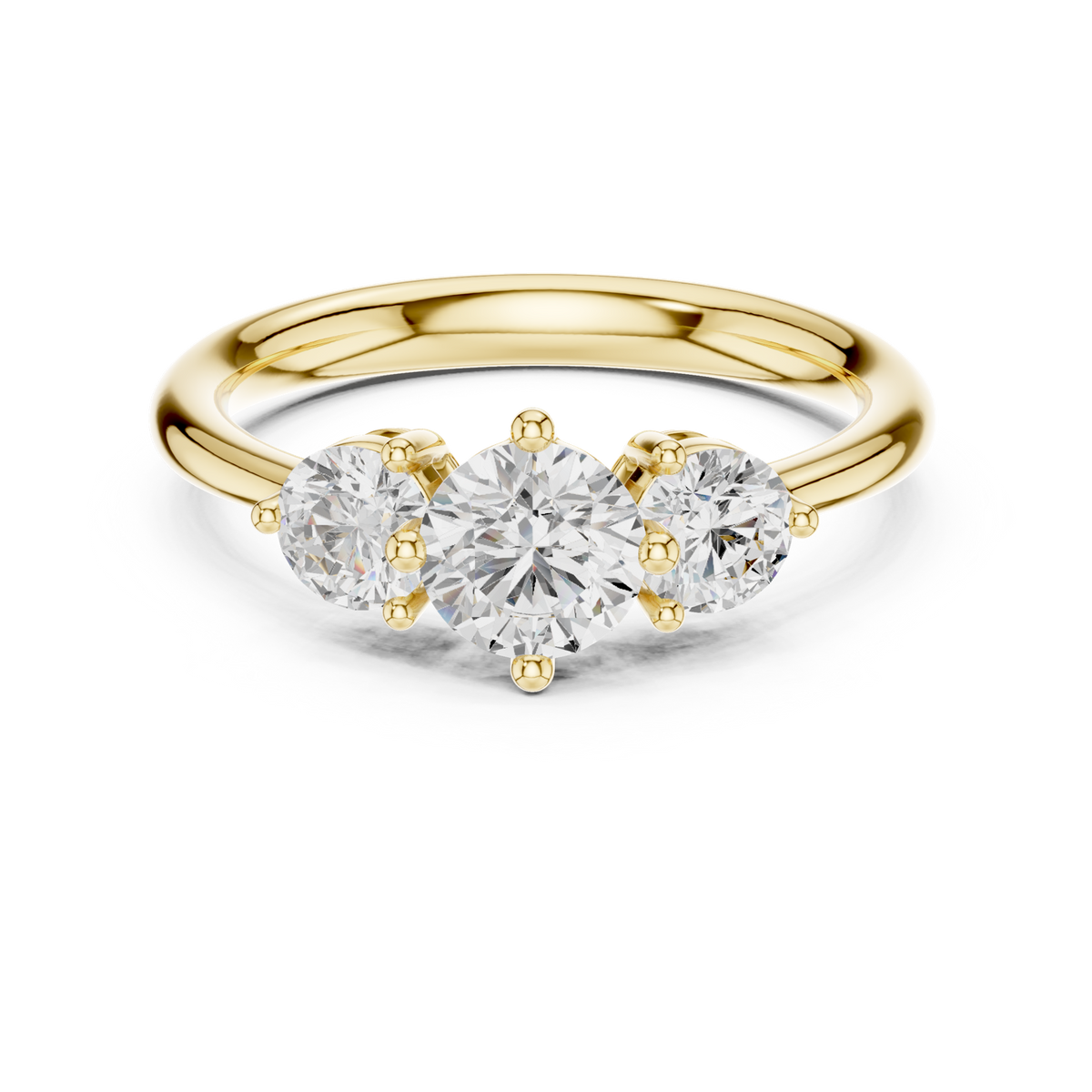 14K Solid Gold Lab Diamond Halo Ring, Yellow Gold