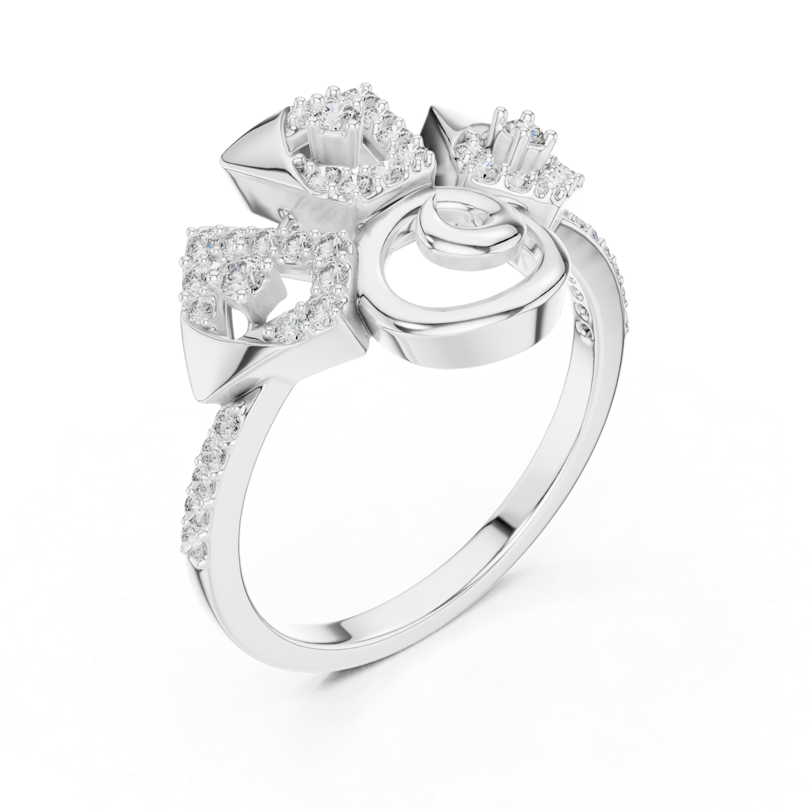 Gold Ring LR-01 (70), White Gold, view 2