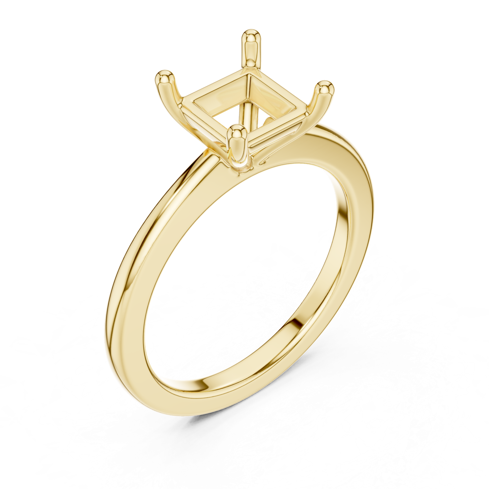 Gold Ring DDLR-032, Princess center stone, Yellow Gold, view 2
