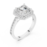 Gold Ring, Asscher center stone, White Gold, view 2