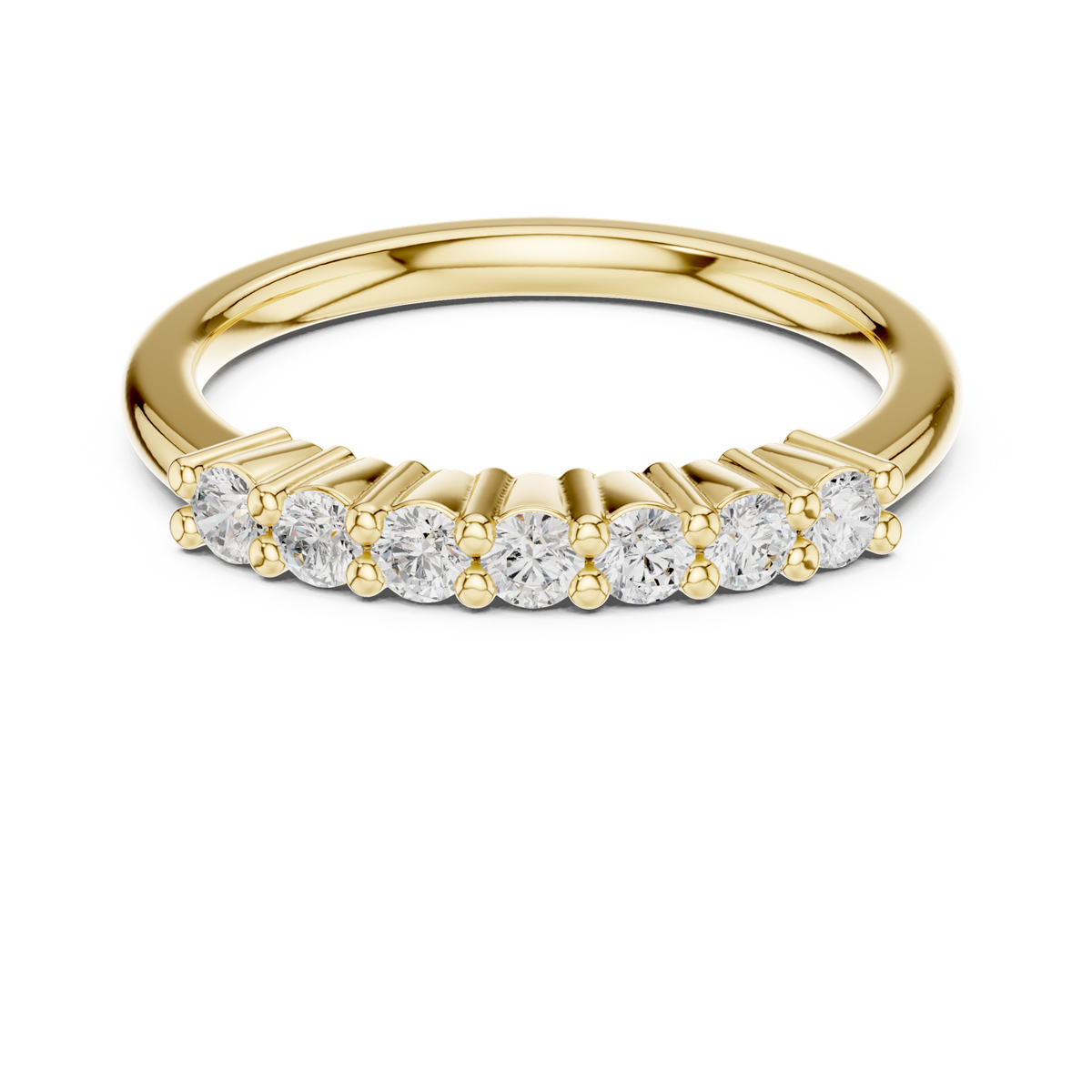 14K Solid Gold Lab Diamond Band Ring, Yellow Gold