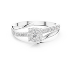 14K Solid Gold Lab Diamond Crossover Ring, White Gold