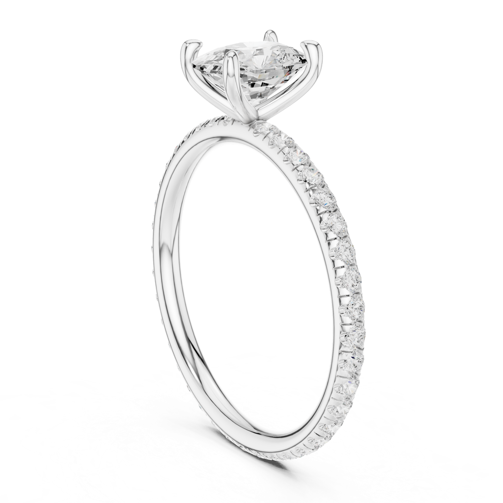 Gold Jewelry, Cushion center stone, White Gold, view 1