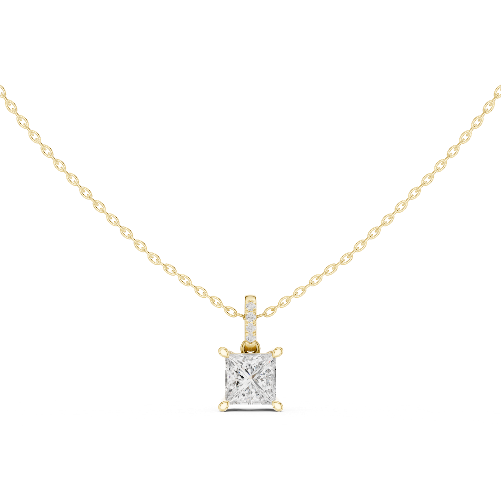 Gold Jewelry DDPO-009, Princess center stone, Yellow Gold, view 4