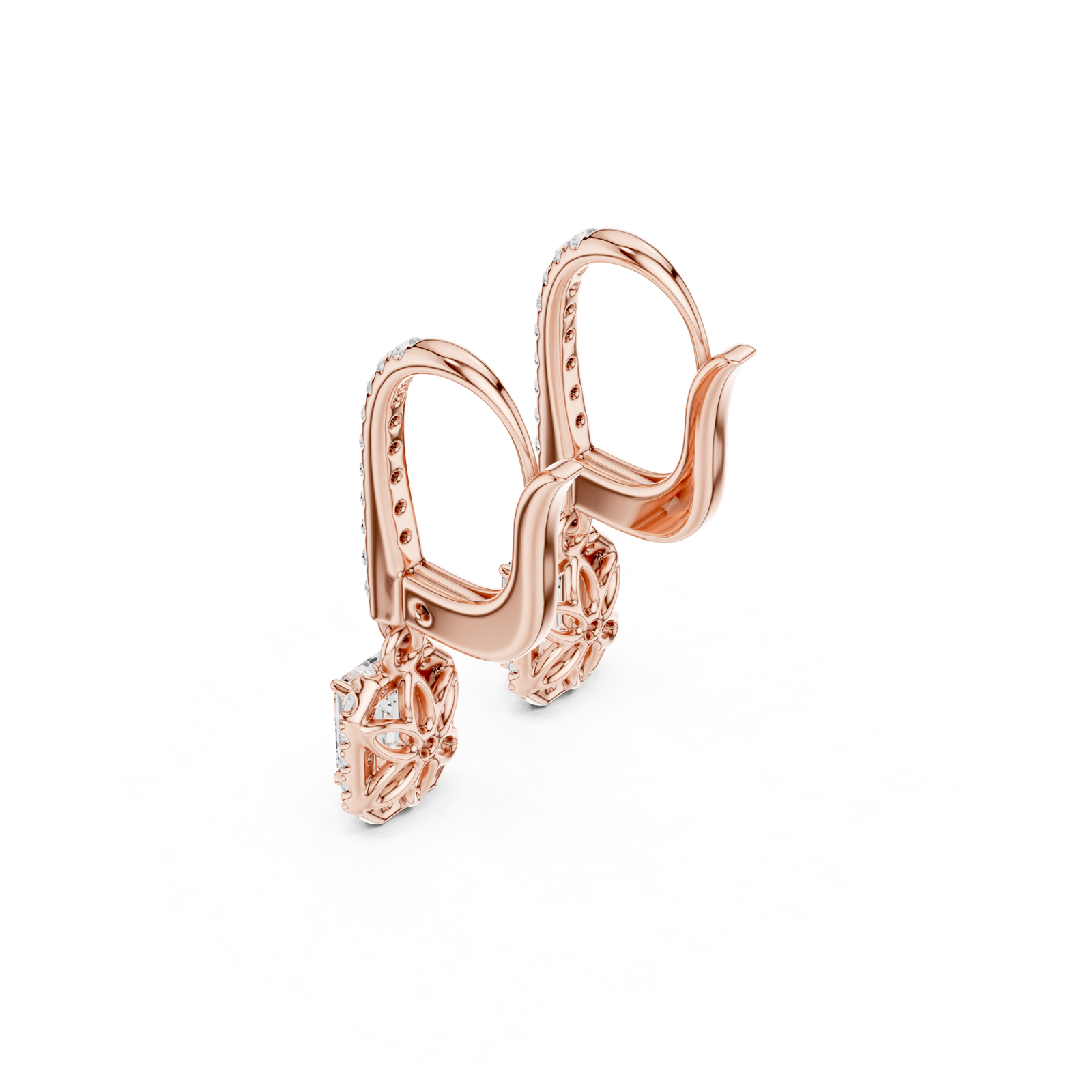 Gold Jewelry DDER-034, Emerald center stone, Rose Gold, view 2