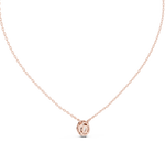 14K Solid Gold Lab Diamond Halo Pendant Necklace, Rose Gold, view 4