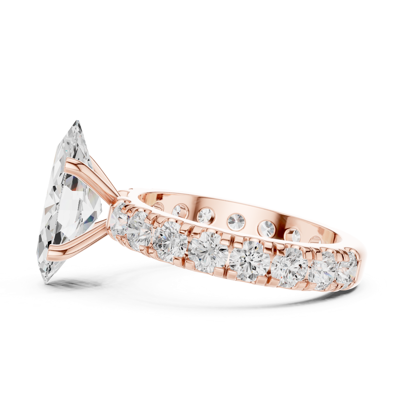 Gold Jewelry L35-63, Marquise center stone, Rose Gold, view 3