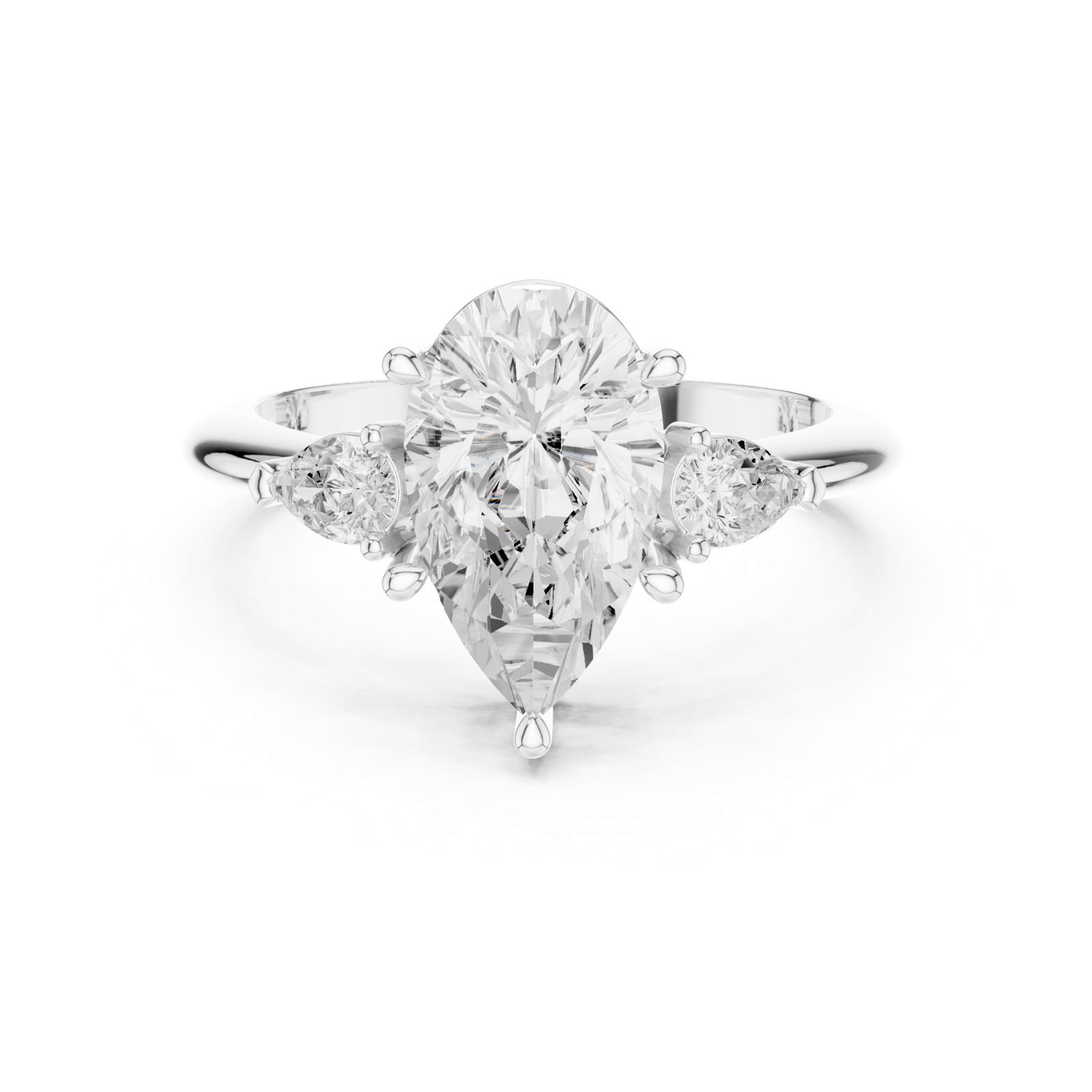 Gold Jewelry L35-66, Pear center stone, White Gold, view 4