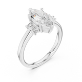 Gold Ring DDLR-038, Marquise center stone, White Gold, view 2