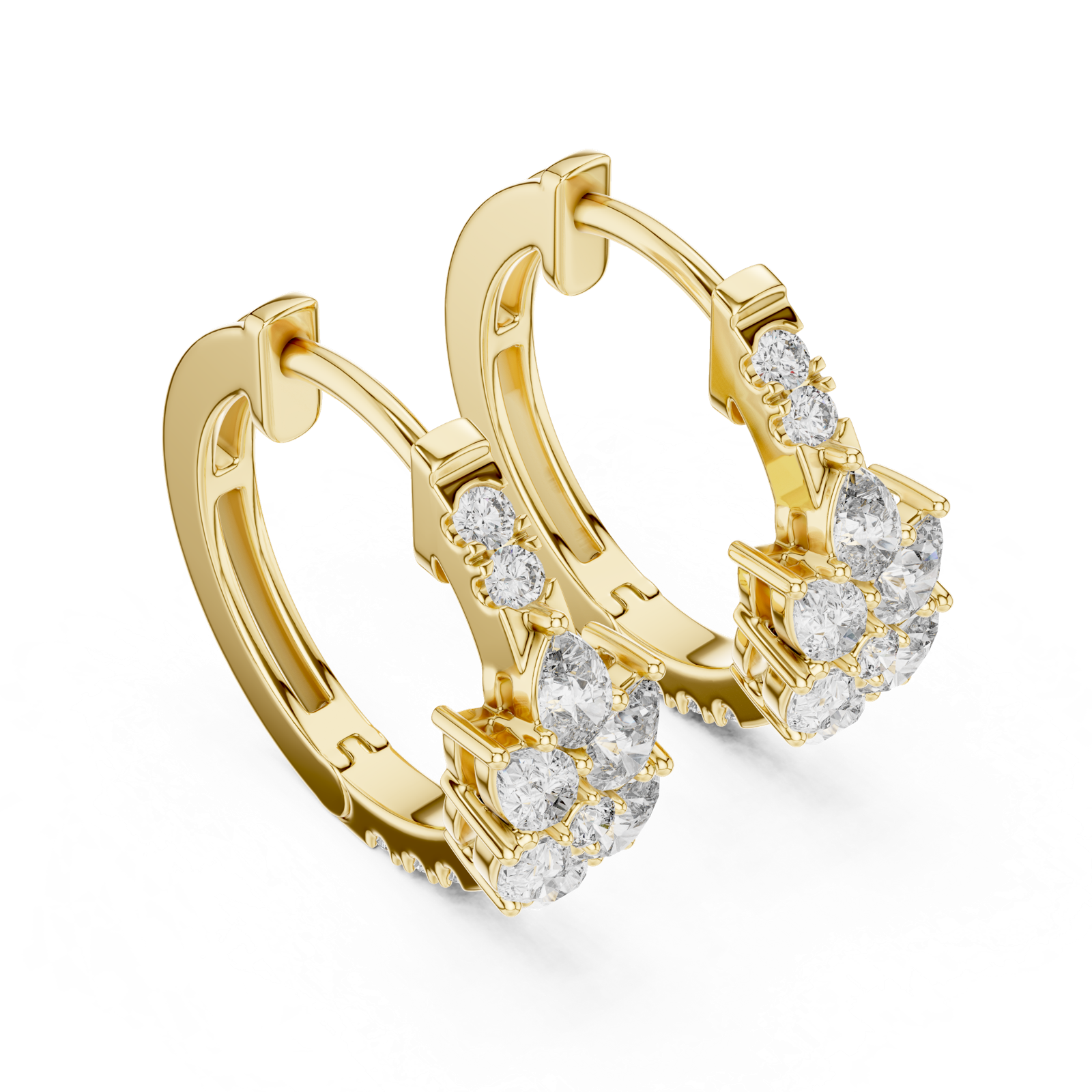 Gold Earrings L02-483, Yellow Gold, view 2