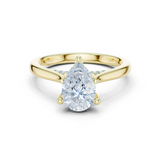 Gold Ring DDLR-163, Pear center stone, Yellow Gold