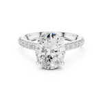 Gold Ring DDLR-258, Oval center stone, White Gold, view 4