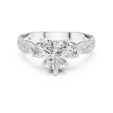 Gold Ring DDLR-281, Heart center stone, White Gold, view 4