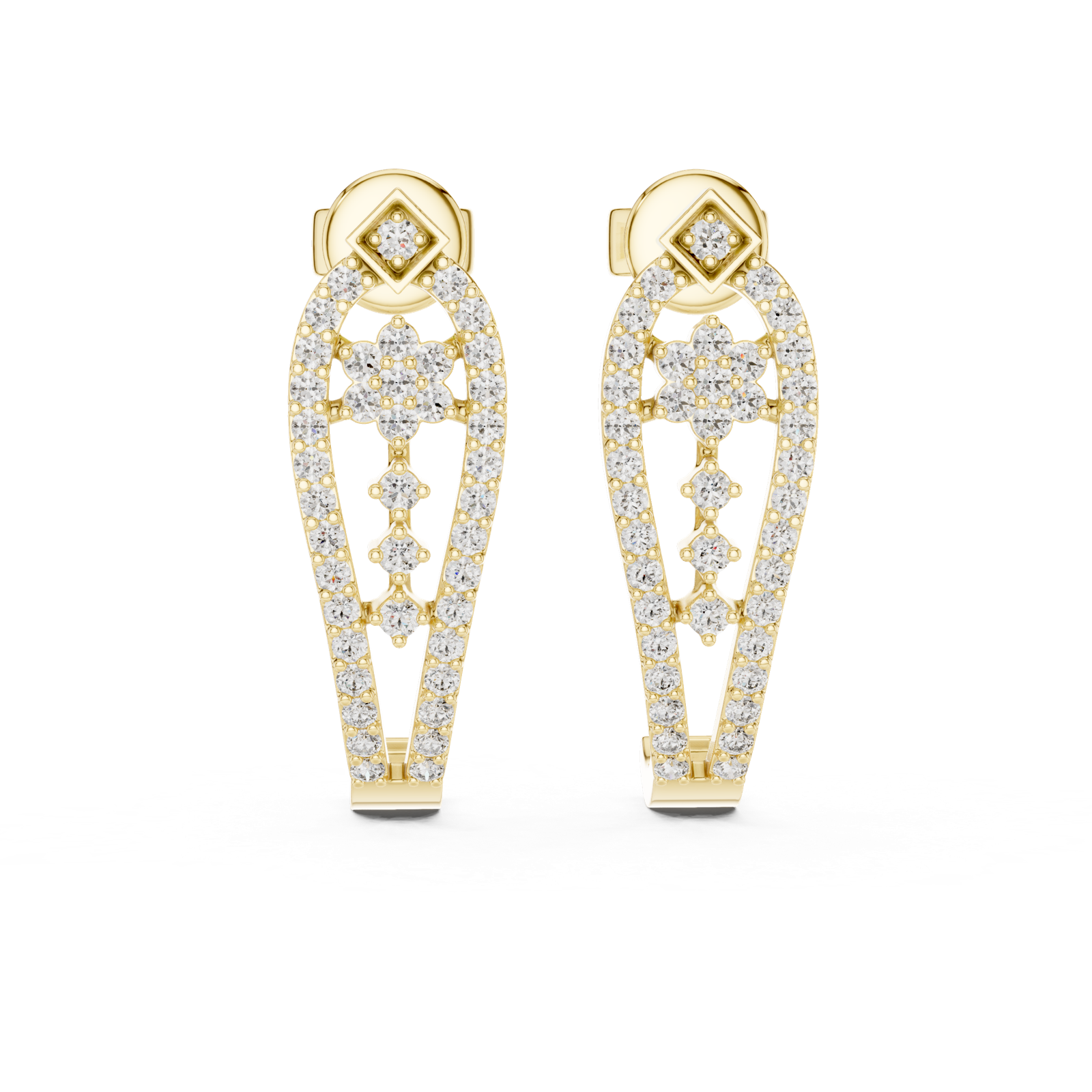 Gold Earrings L03-28, Yellow Gold, view 4