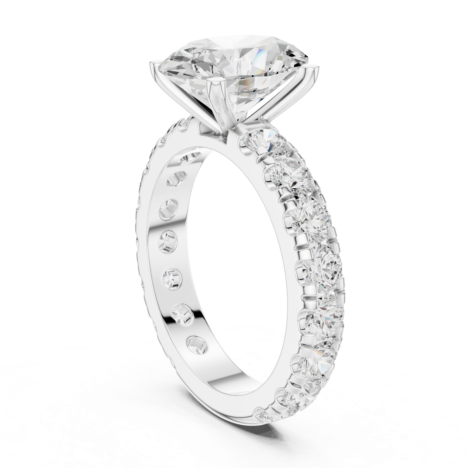 Gold Jewelry L35-63, Oval center stone, White Gold, view 1