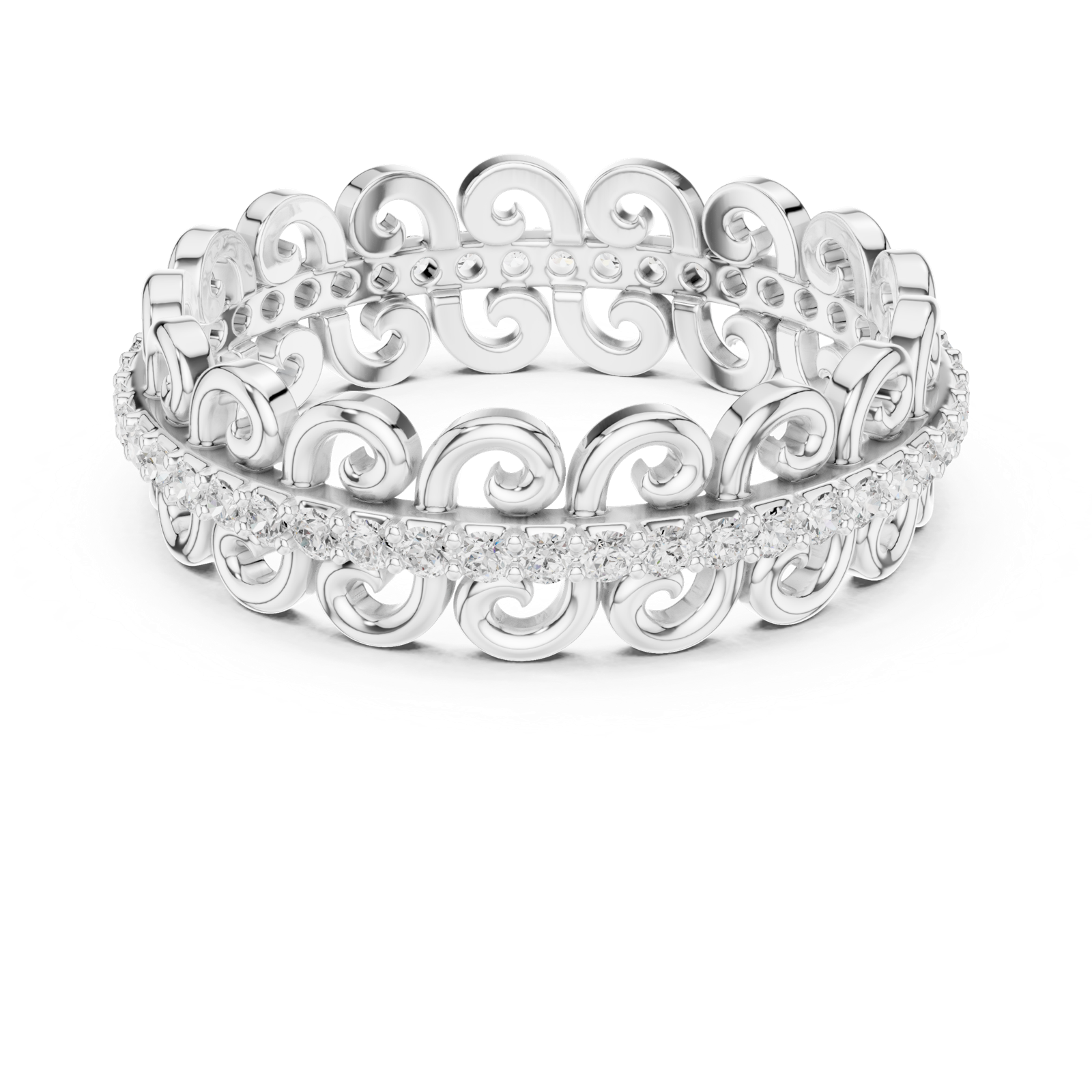 Gold Ring R34, White Gold, view 4
