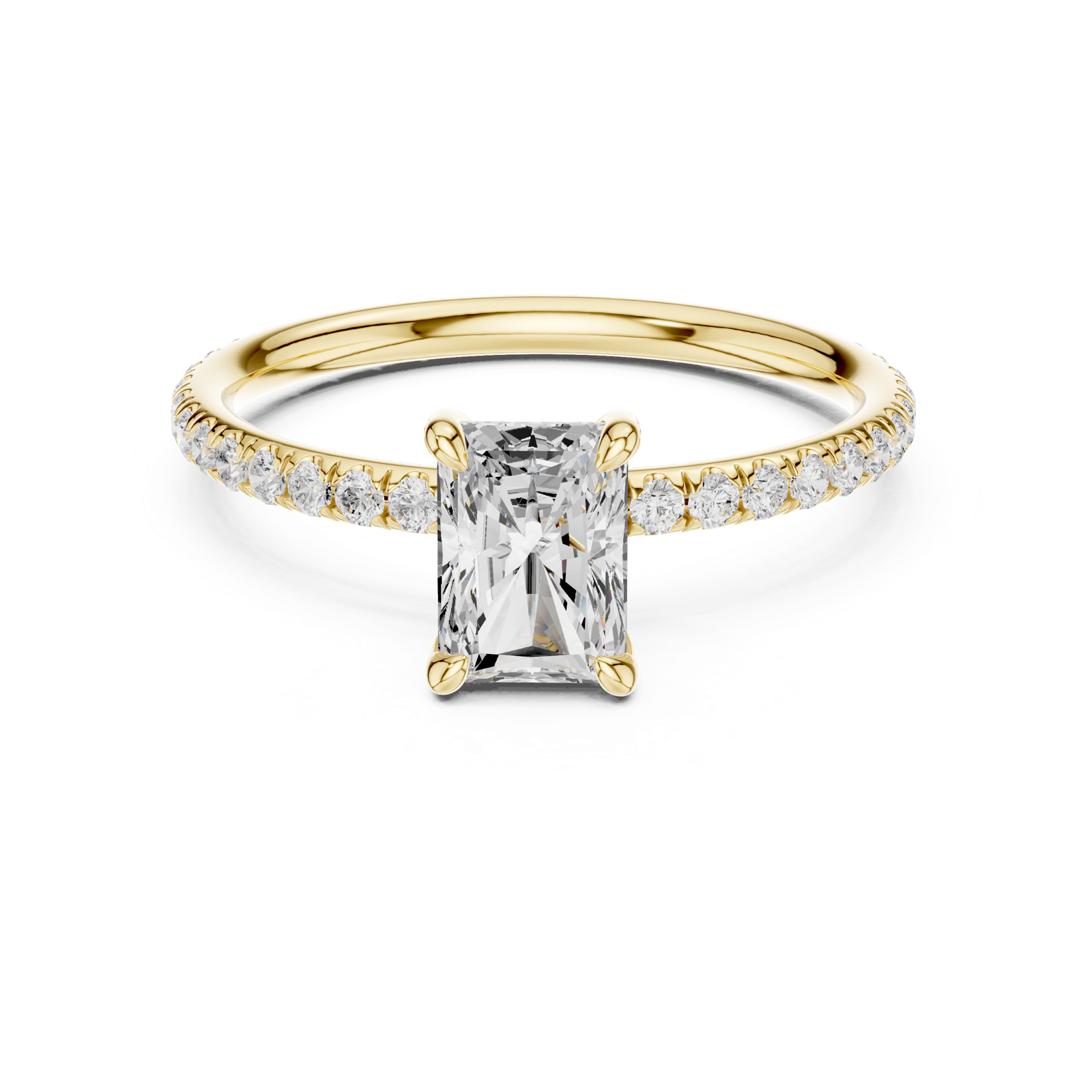 Gold Jewelry L36-15, Radiant center stone, Yellow Gold, view 4
