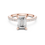 Gold Ring DDLR-040, Emerald center stone, Rose Gold, view 4