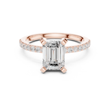 Gold Ring DDLR-040, Emerald center stone, Rose Gold, view 4