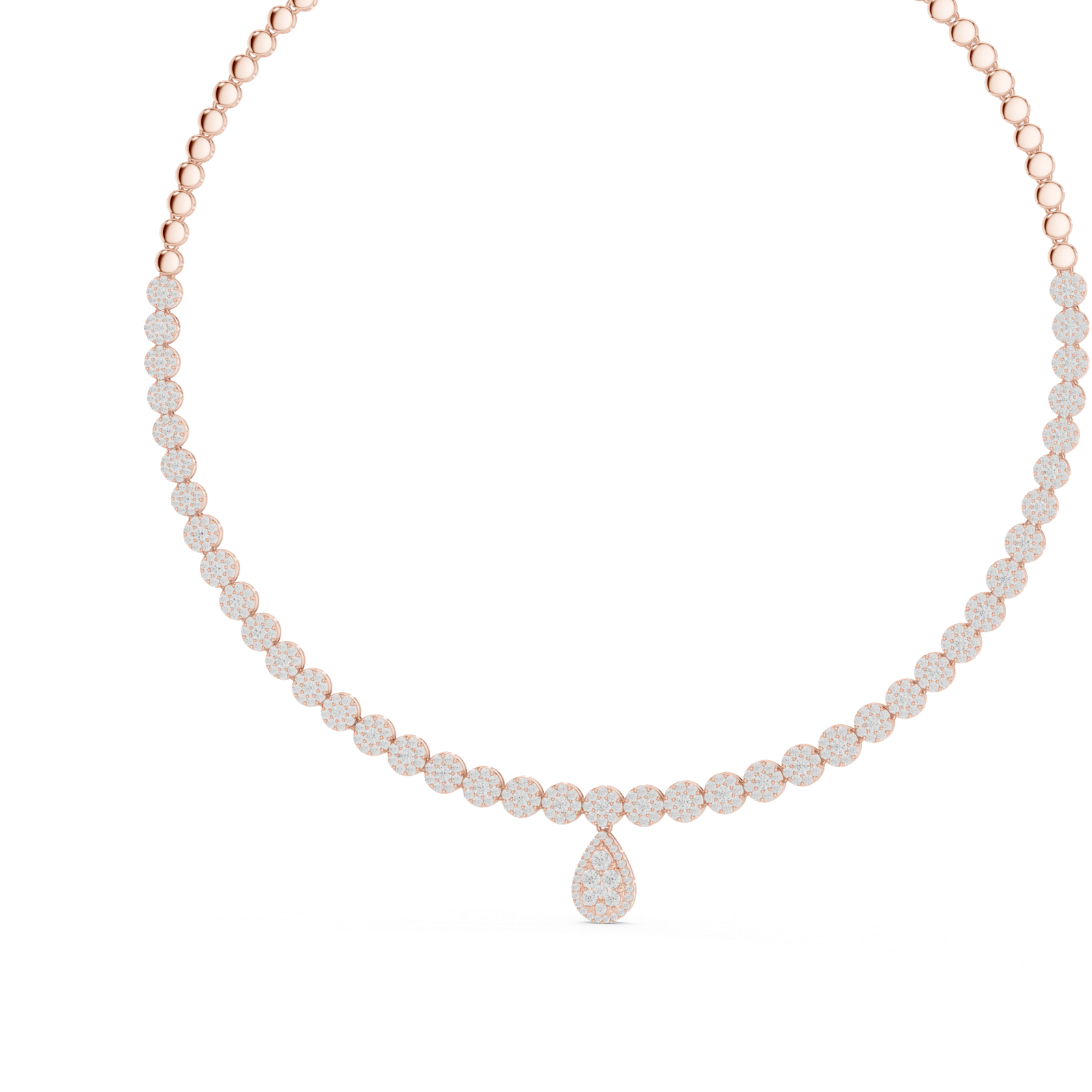 14K Solid Gold Lab Diamond Tennis Necklace, Rose Gold, view 2