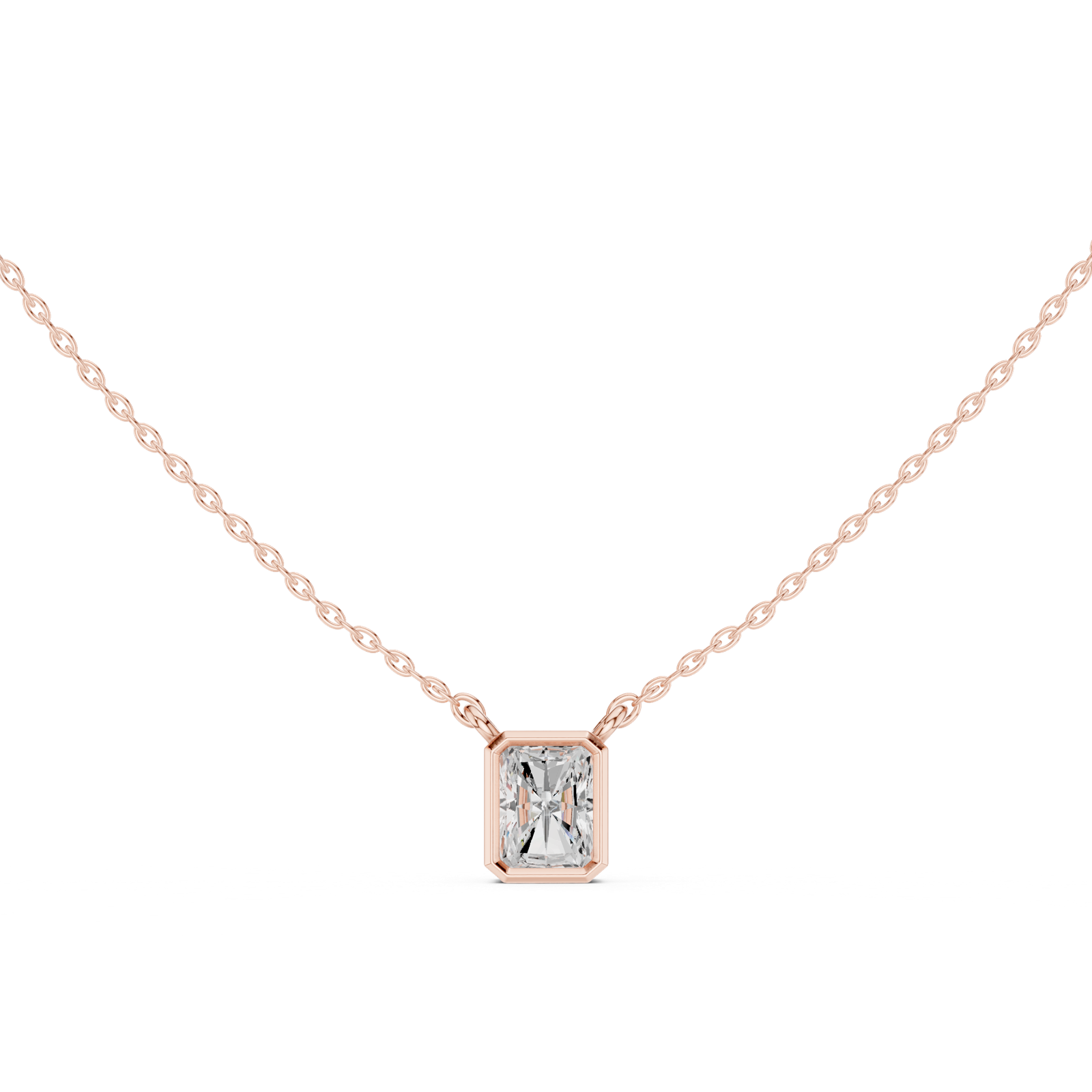 Gold Jewelry DDPS-001, Radiant center stone, Rose Gold, view 4