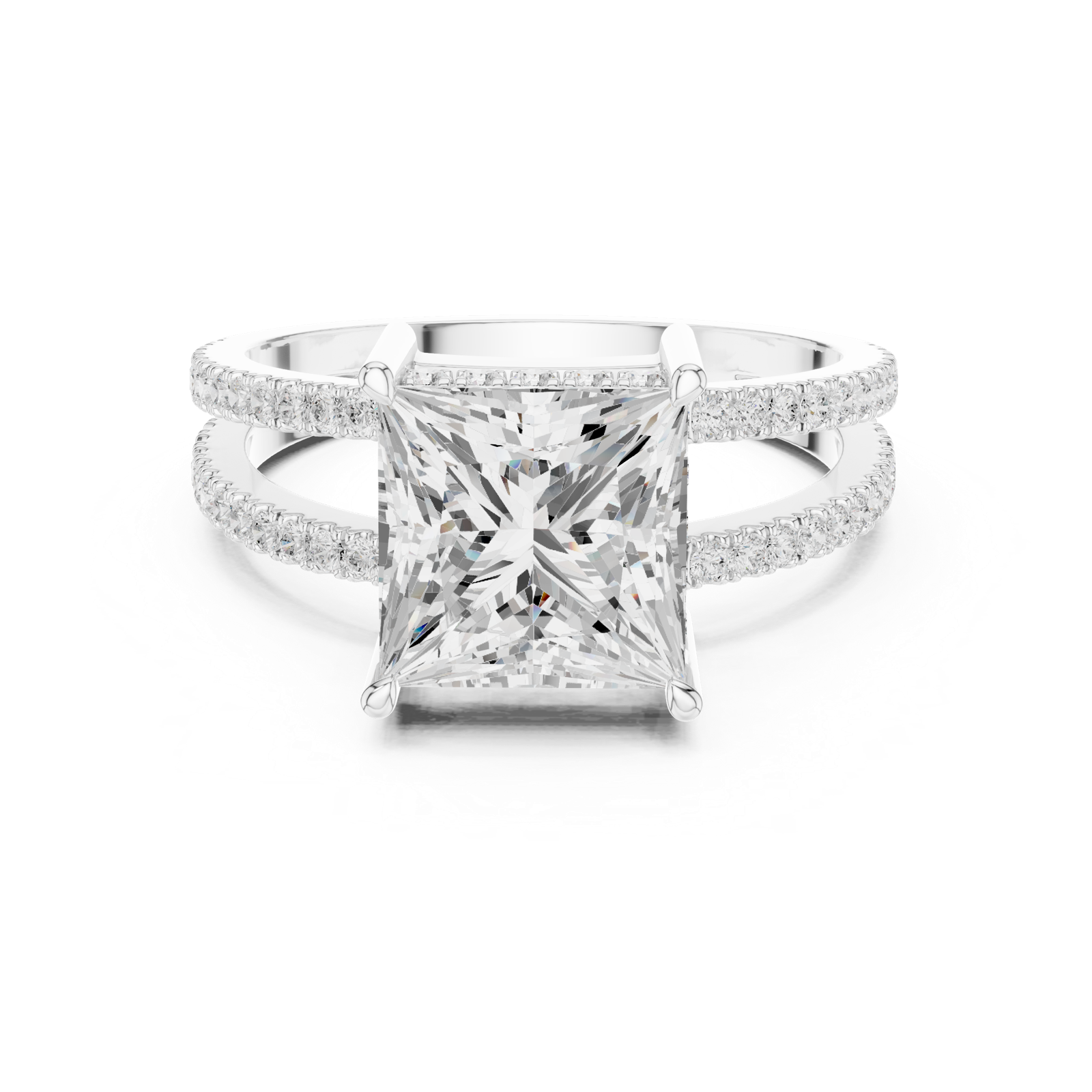 Gold Jewelry L36-13, Princess center stone, White Gold, view 4