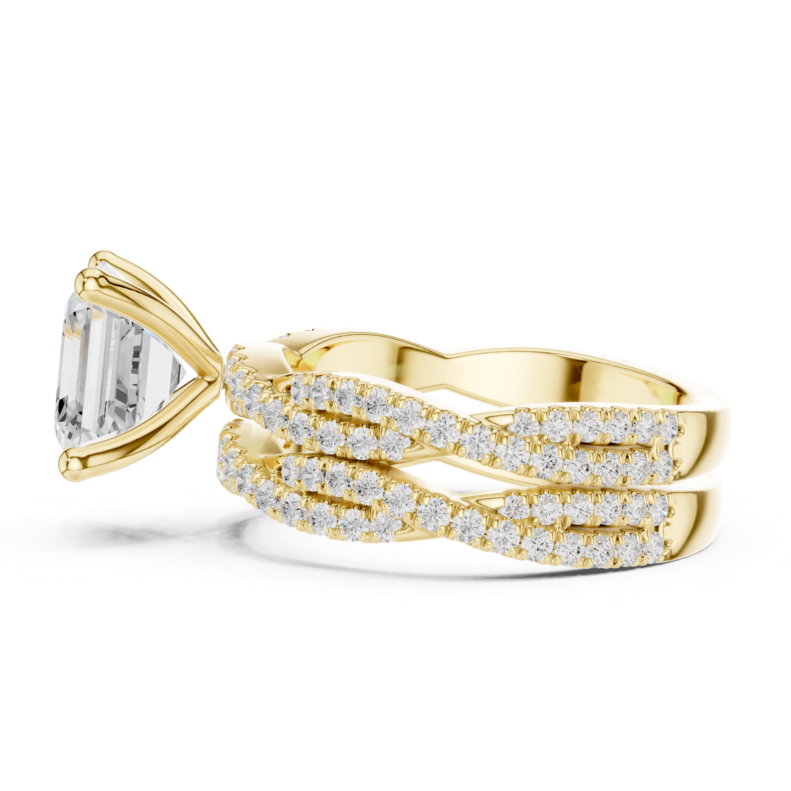Gold Ring, Asscher center stone, Yellow Gold, view 3