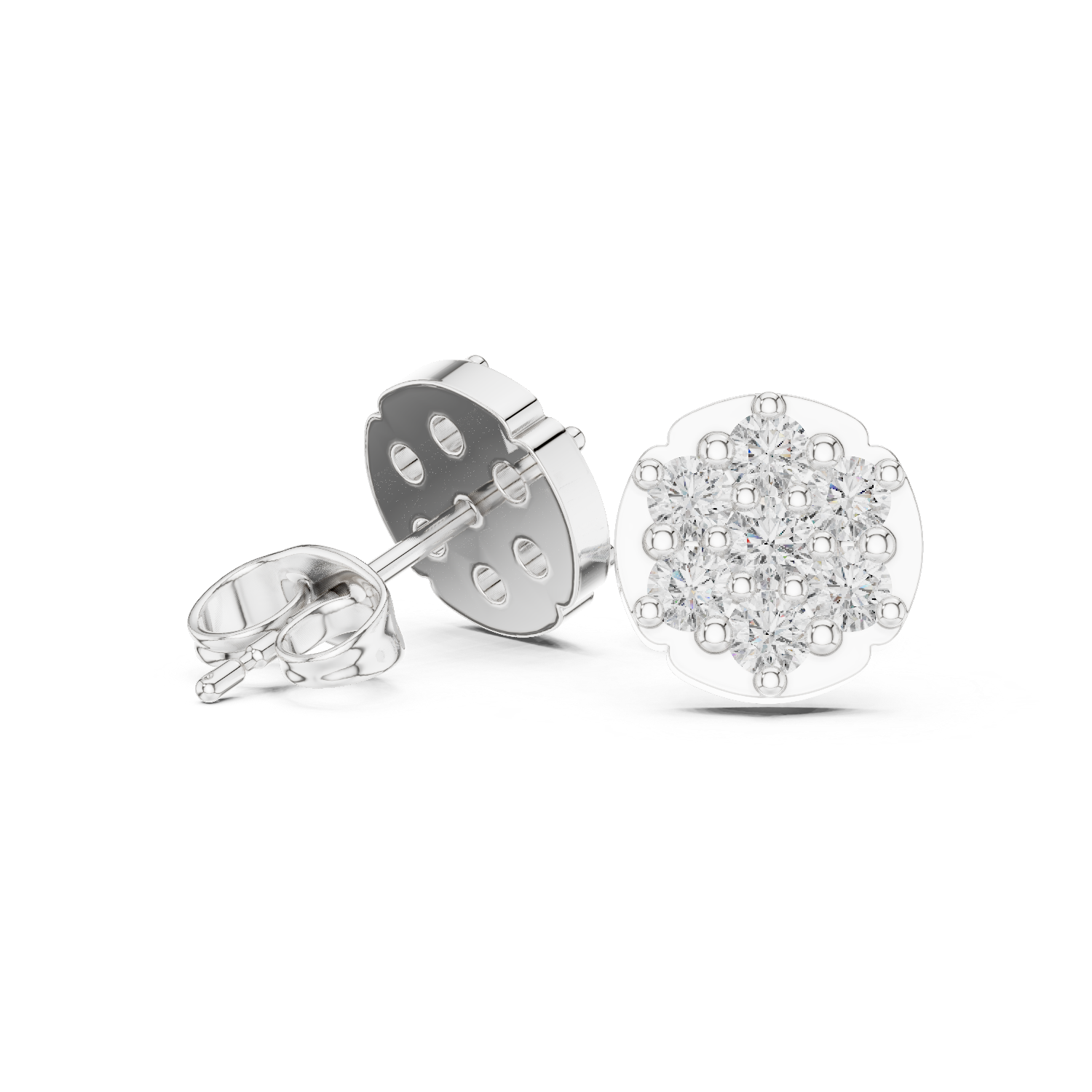 Gold Earrings 9-10032E, White Gold, view 1