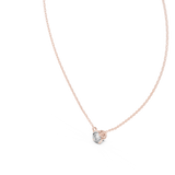 14K Solid Gold Lab Diamond Solitaire Pendant Necklace, Rose Gold, view 2