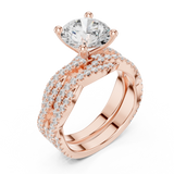 Gold Ring DDLR-300, Round center stone, Rose Gold, view 2