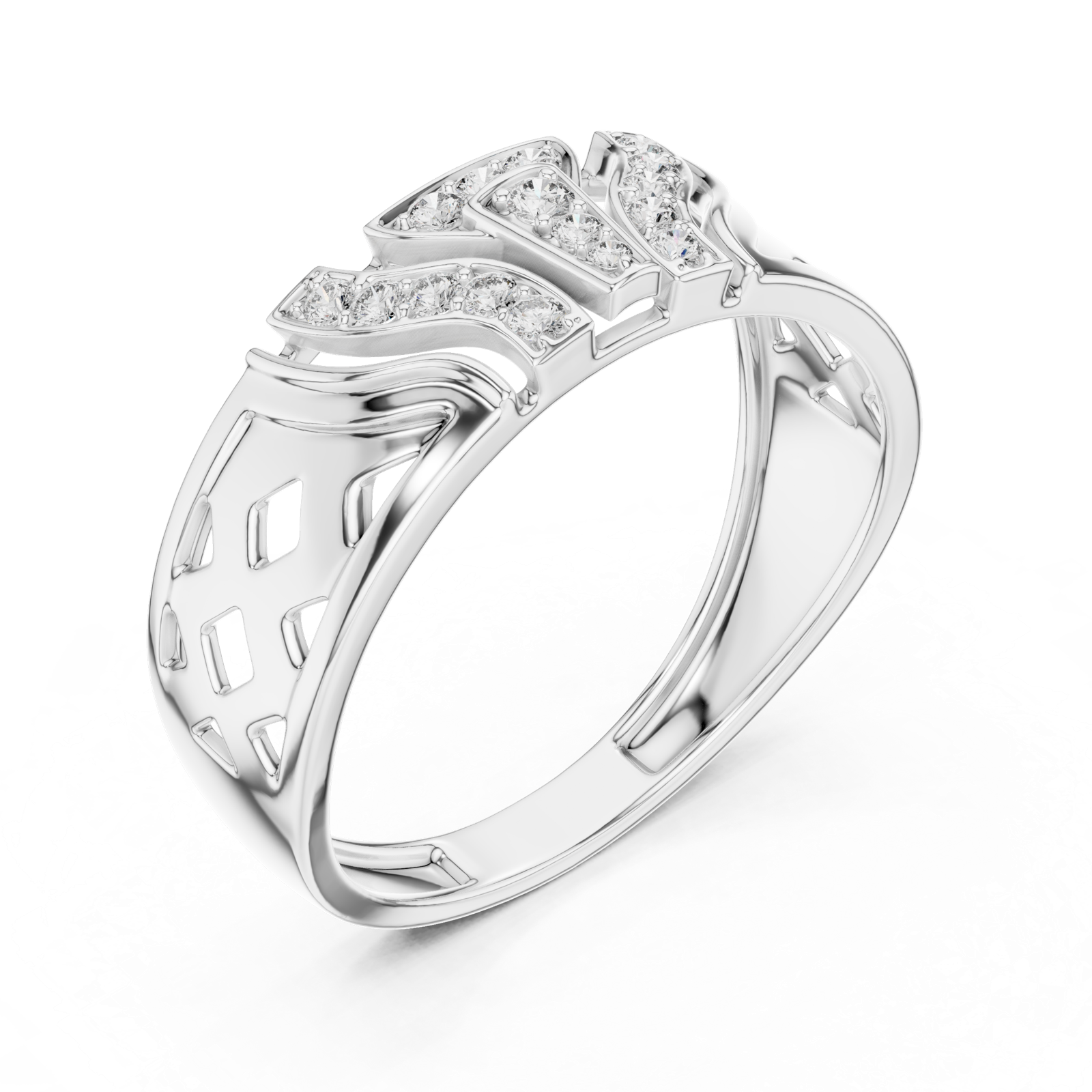 Gold Ring LR-01 (32), White Gold, view 2