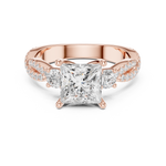 Gold Ring DDLR-281, Princess center stone, Rose Gold, view 4