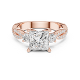 Gold Ring DDLR-281, Princess center stone, Rose Gold, view 4