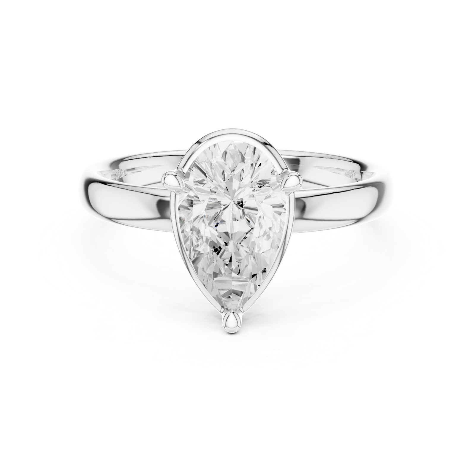 Gold Jewelry L36-10, Pear center stone, White Gold, view 4