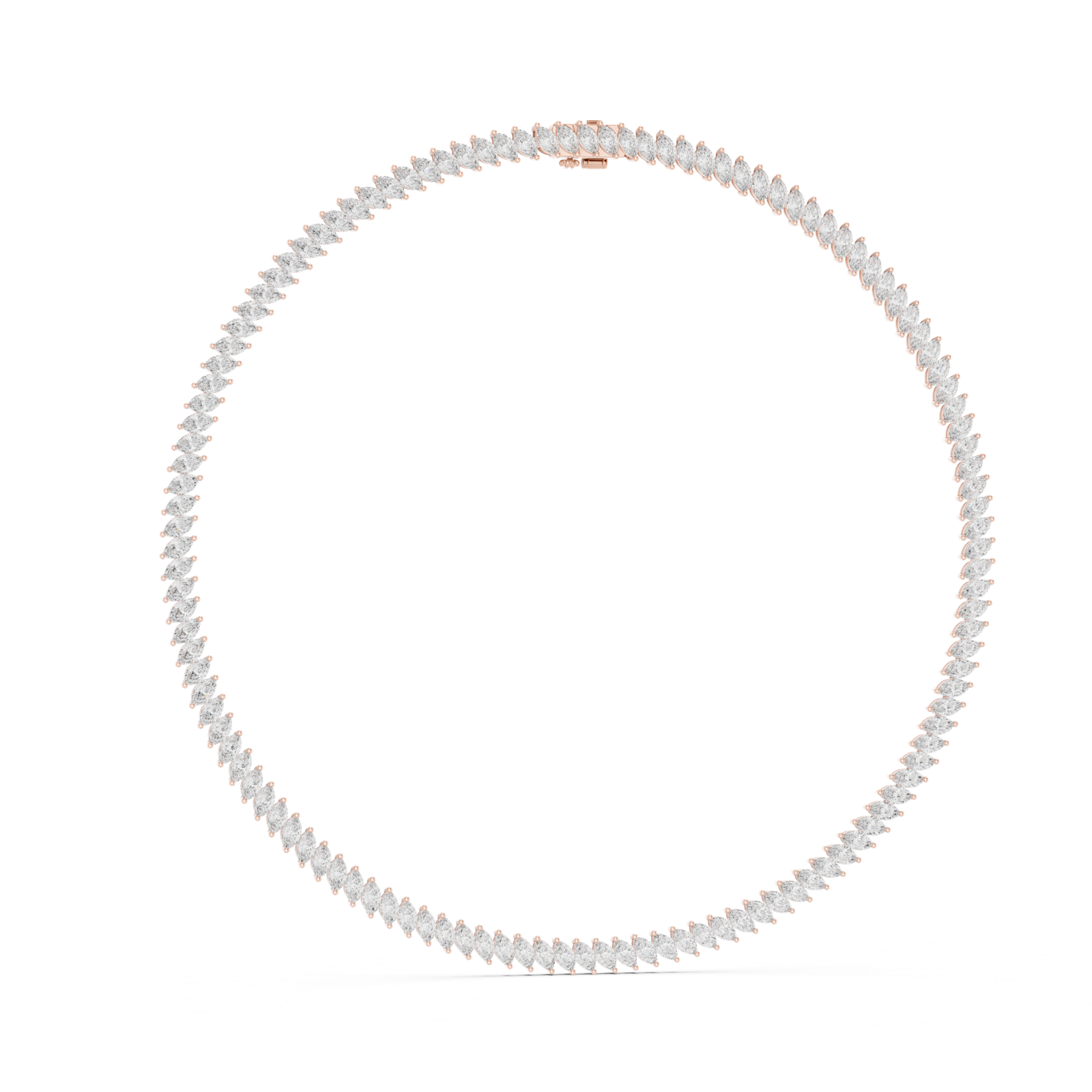 14K Solid Gold Lab Diamond Tennis Necklace, Rose Gold, view 1
