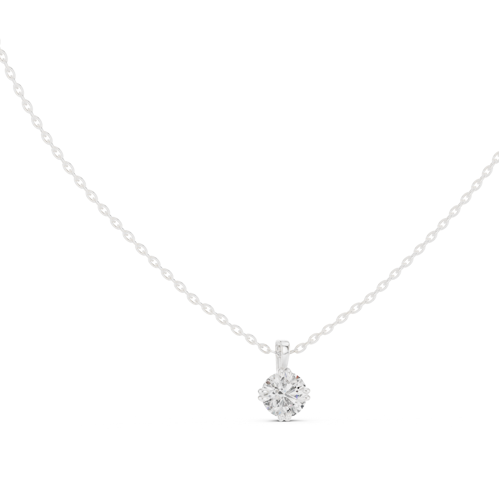 14K Solid Gold Lab Diamond Solitaire Pendant Necklace, White Gold, view 1