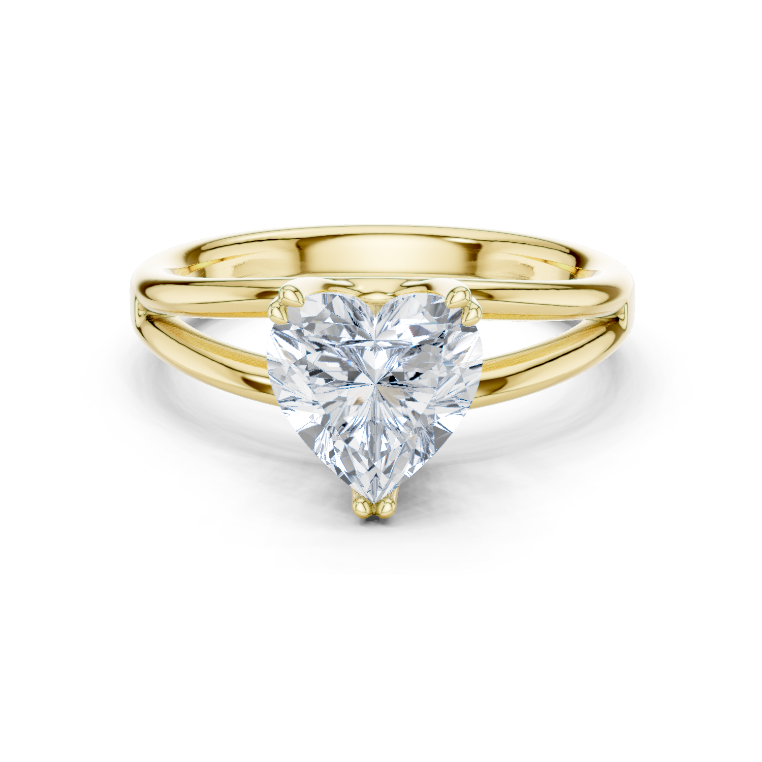 Gold Jewelry L36-7, Heart center stone, Yellow Gold