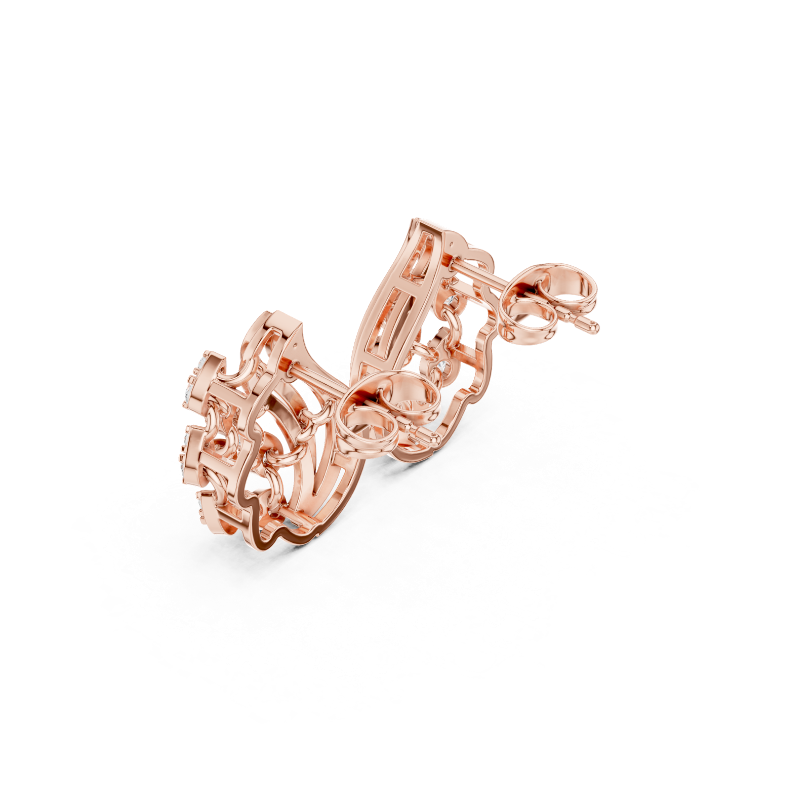 Gold Earrings 9-10013PE, Rose Gold, view 2
