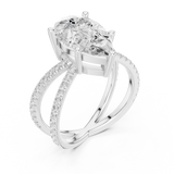 Gold Jewelry L36-25, Pear center stone, White Gold, view 2