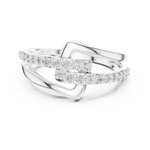14K Solid Gold Lab Diamond Crossover Ring, White Gold