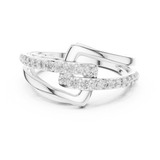 14K Solid Gold Lab Diamond Crossover Ring, White Gold