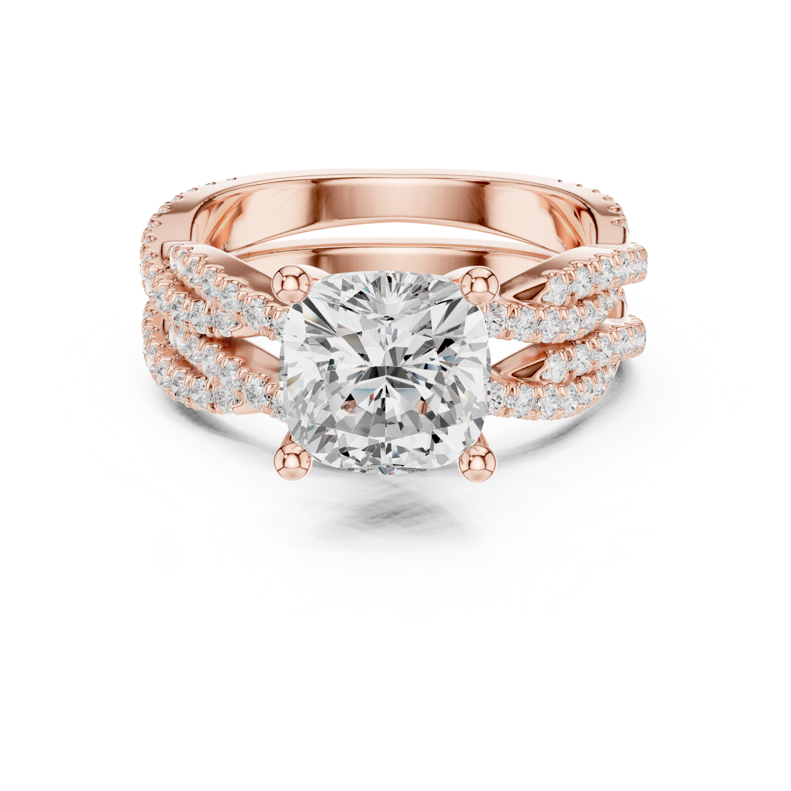 Gold Ring, Cushion center stone, Rose Gold, view 4