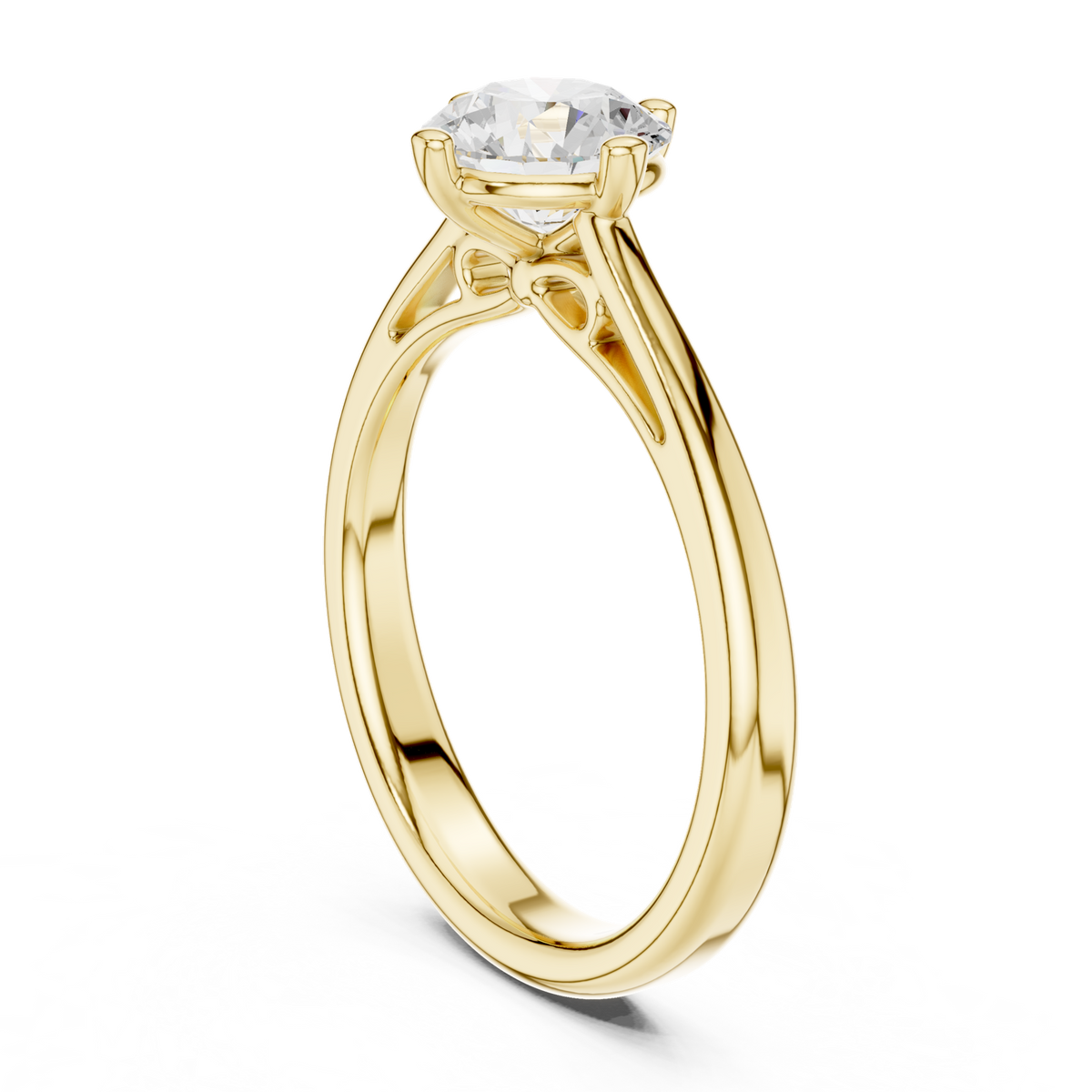 14K Solid Gold Lab Diamond Solitaire Ring, Yellow Gold, view 1
