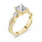 Gold Ring, Cushion center stone, Yellow Gold, view 2