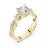 Gold Ring, Cushion center stone, Yellow Gold, view 2
