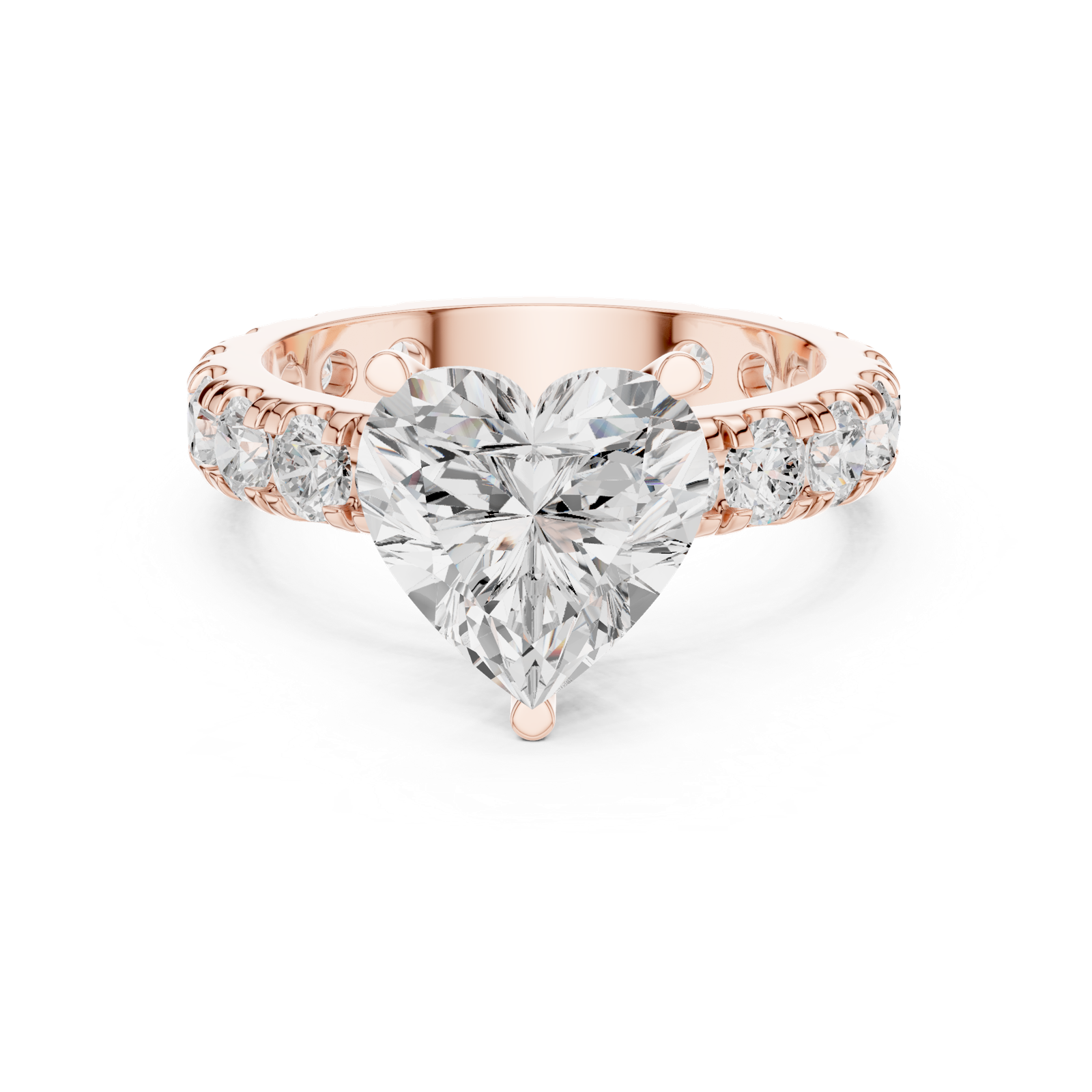 Gold Jewelry L35-63, Heart center stone, Rose Gold, view 4