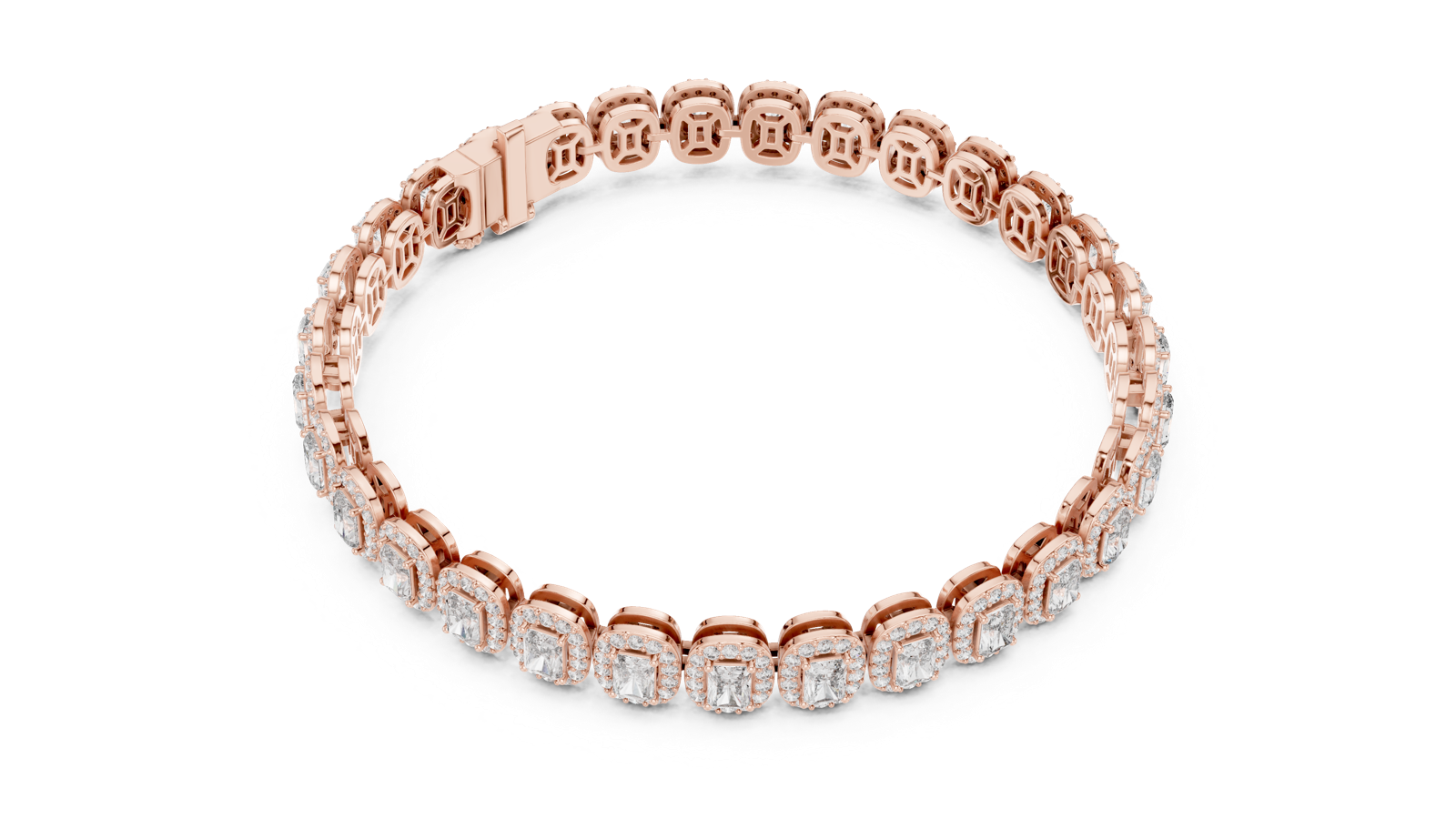 14K Solid Gold Lab Diamond Bracelet, Rose Gold, view 2