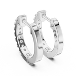 14K Solid Gold Lab Diamond Huggie Earrings, White Gold, view 3