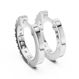 14K Solid Gold Lab Diamond Huggie Earrings, White Gold, view 3