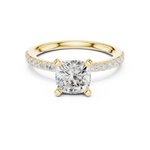 Gold Ring DDLR-040, Cushion center stone, Yellow Gold, view 4